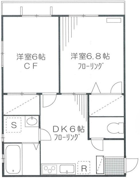 サンモールII(2DK/2階)の間取り写真