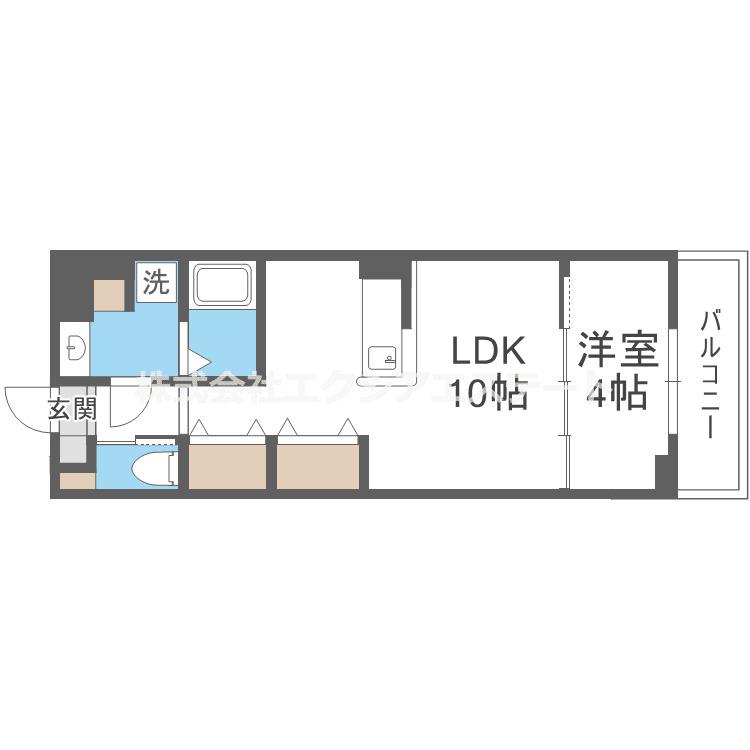SーMOVE姫島パークサイド(1LDK/2階)の間取り写真