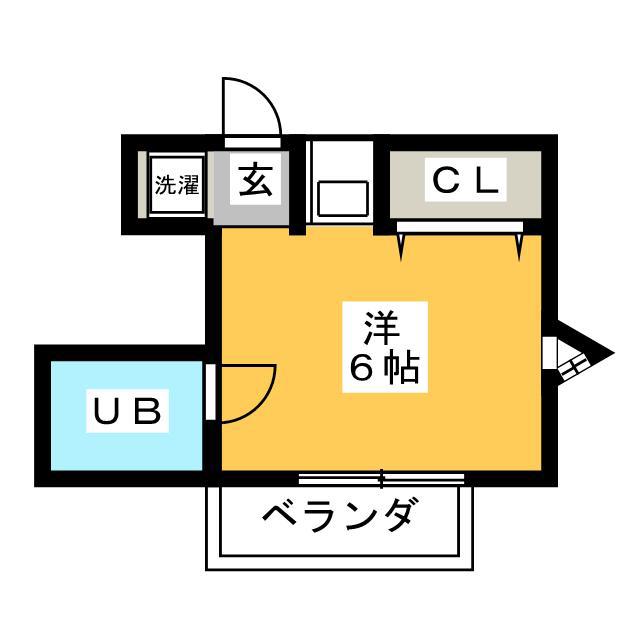 西原ハイツ(ワンルーム/2階)の間取り写真