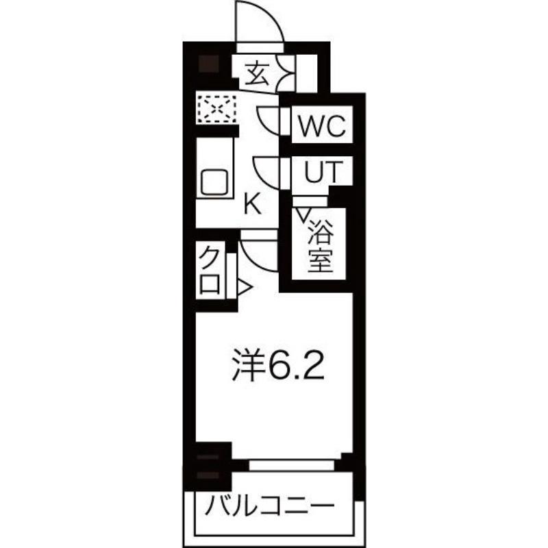 グランカリテ九条南(1K/8階)の間取り写真