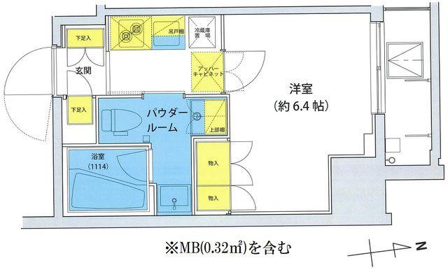 アジールコート北品川(1K/12階)の間取り写真