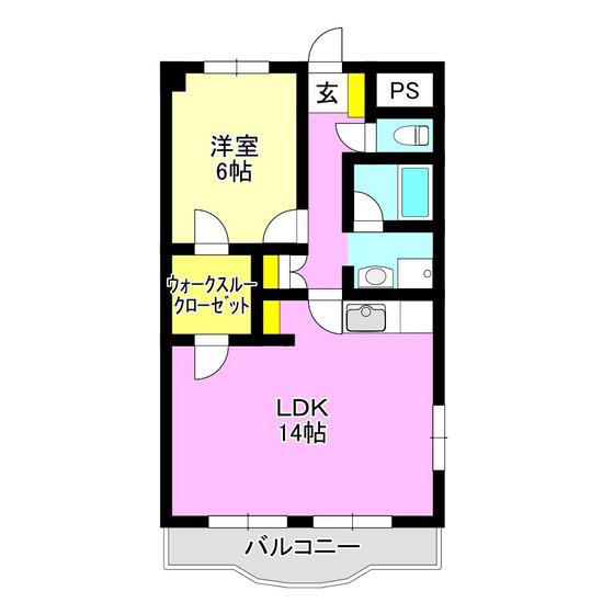 ユアサヴィレッジI(1LDK/6階)の間取り写真
