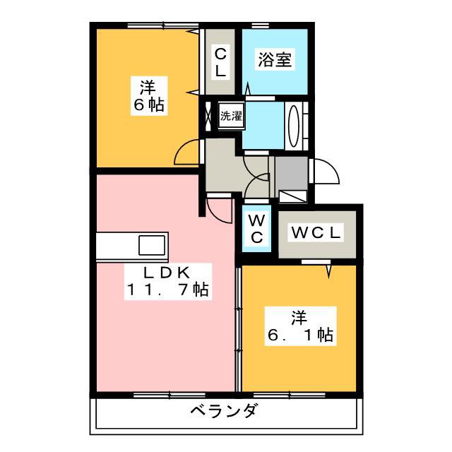 A-ROOM(2SLDK/2階)の間取り写真