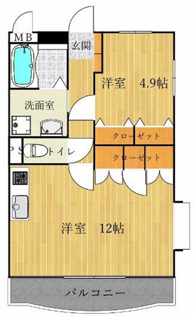 アステロード曙(1LDK/1階)の間取り写真