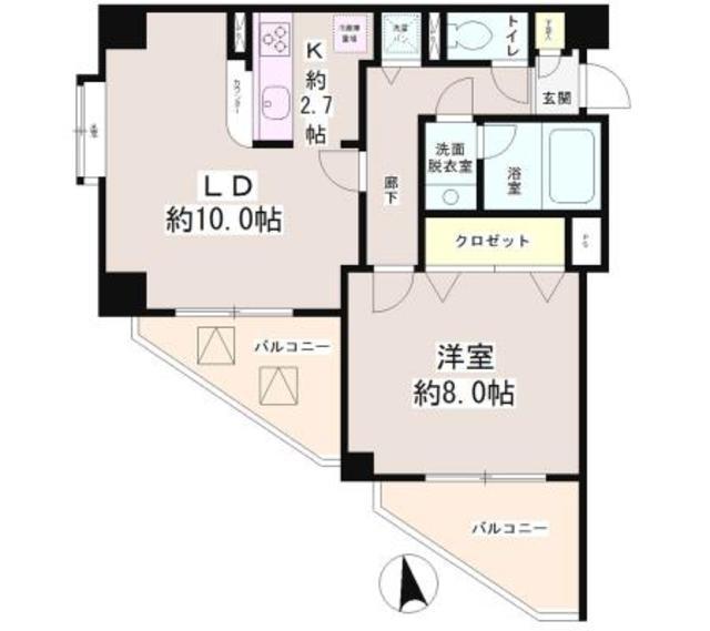 六本木プレイス(1LDK/2階)の間取り写真