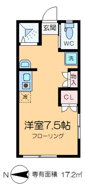 EハウスI(ワンルーム/2階)の間取り写真