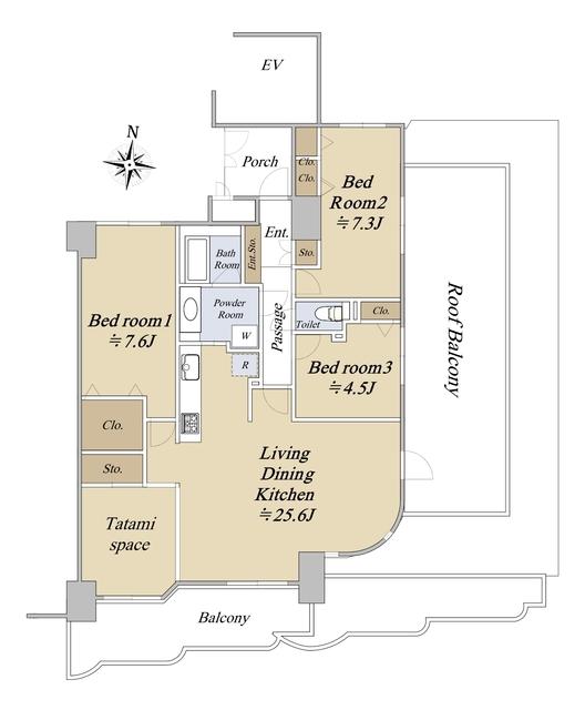 ハイホーム亀有弐番館(3LDK/6階)の間取り写真
