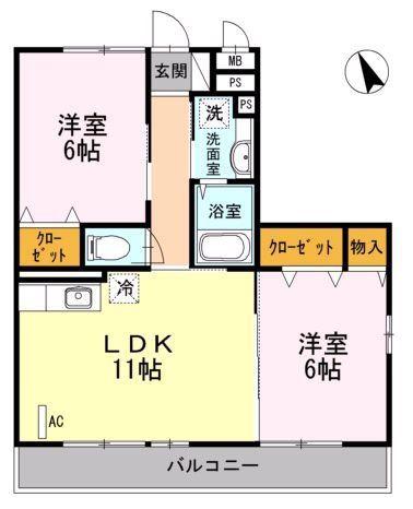 ルコンフォール(2LDK/3階)の間取り写真