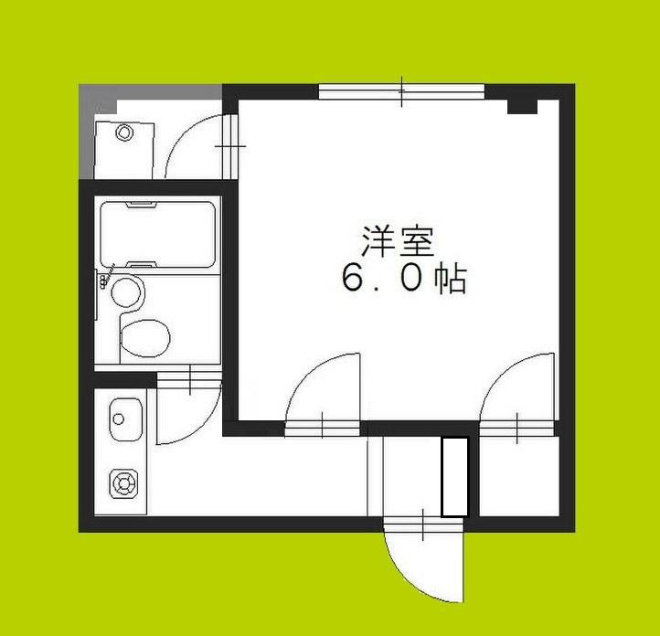 ハーモニーハイツ鶴見(1K/2階)の間取り写真