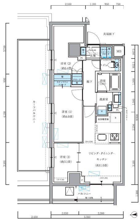 パークアクシス品川シーサイド(3LDK/4階)の間取り写真