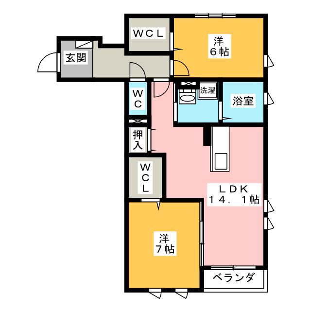 レフィーノティエラ(2LDK/1階)の間取り写真