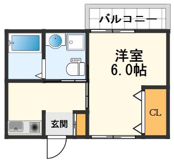 明輝春日マンション(1K/2階)の間取り写真