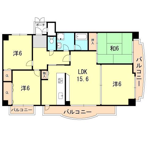 フォーシーズンズ芦屋(4LDK/4階)の間取り写真