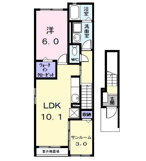 シュエット松ノ木(1LDK/2階)の間取り写真