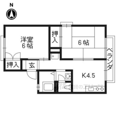 セジュールつつみB棟(2DK/1階)の間取り写真