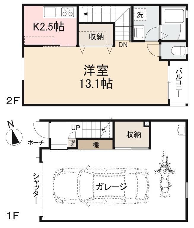 LUANA GARAGE TAKAMATSU(1K/2階)の間取り写真