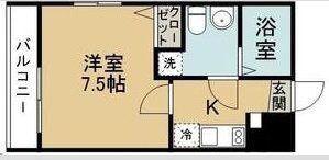 BAAN宮城野原(1K/4階)の間取り写真
