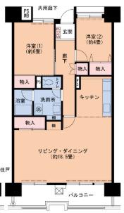 UR武庫川 17号棟(2LDK/2階)の間取り写真