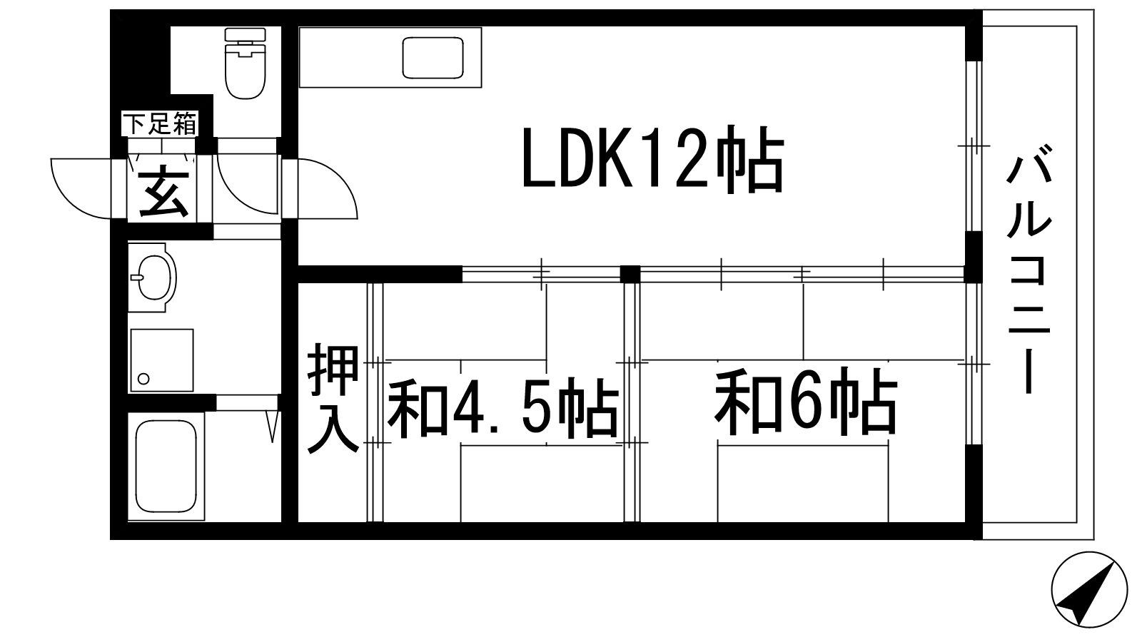ソルトリバーハイツ(2LDK/2階)の間取り写真