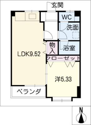 コーポ金池I(1LDK/4階)の間取り写真