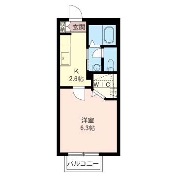 EVER GREENII(1K/1階)の間取り写真