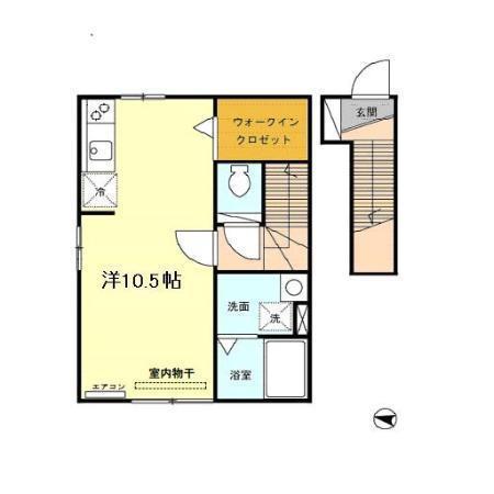 アルパイン(ワンルーム/2階)の間取り写真