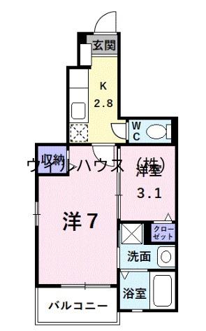 プチフローラ 北野田Ⅲ(2K/1階)の間取り写真