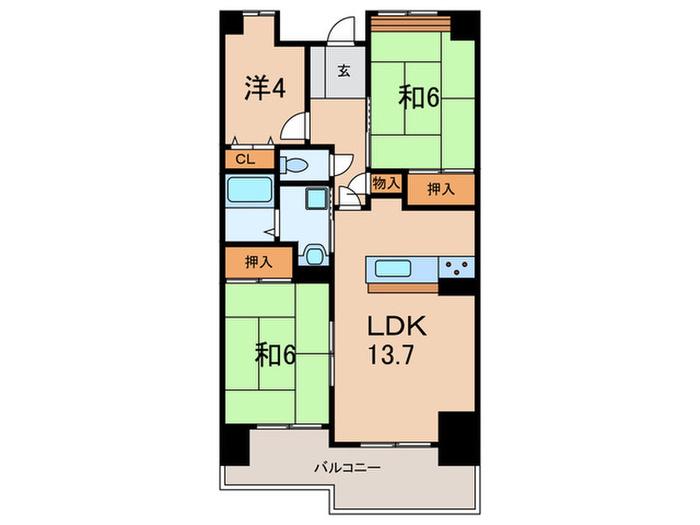 レジデンス芦屋くすのき(3LDK/7階)の間取り写真