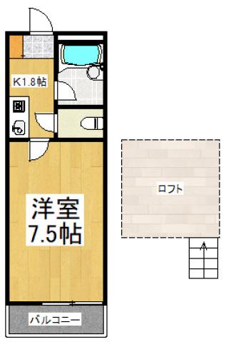 クレセントハイツ富士見(ワンルーム/2階)の間取り写真