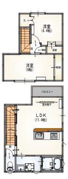 サンライズ三鷹台(2LDK/1階)の間取り写真