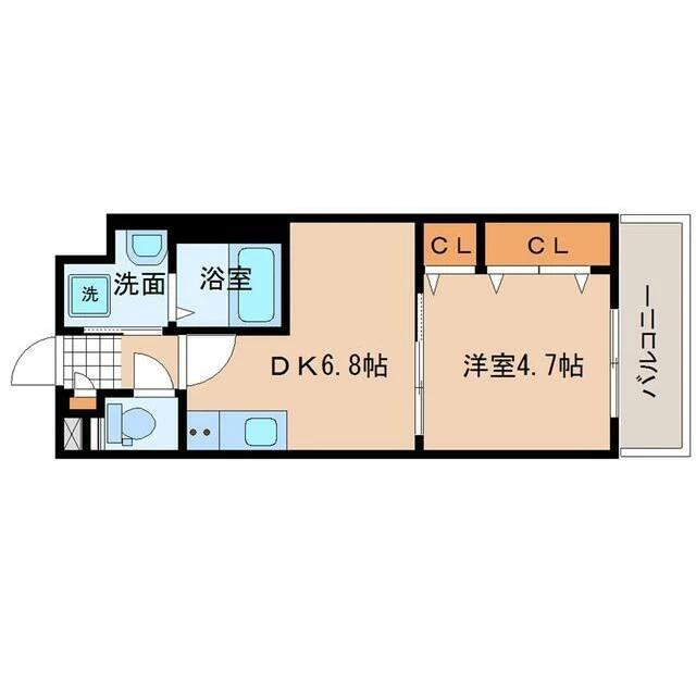 アスコット花京院(1DK/3階)の間取り写真