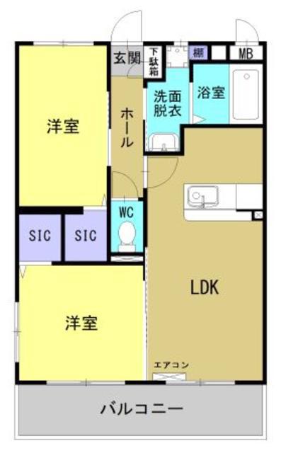 K・キクロスT&II(2LDK/1階)の間取り写真