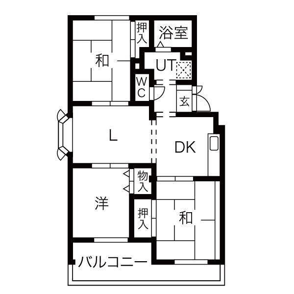 サニーハイツ高台(3LDK/3階)の間取り写真