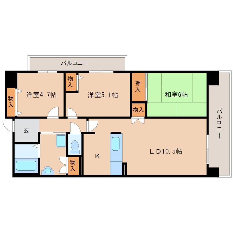 ヴェール園田(3LDK/10階)の間取り写真