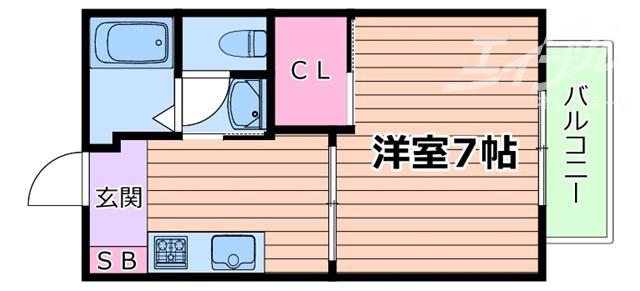 テラス240(1K/2階)の間取り写真
