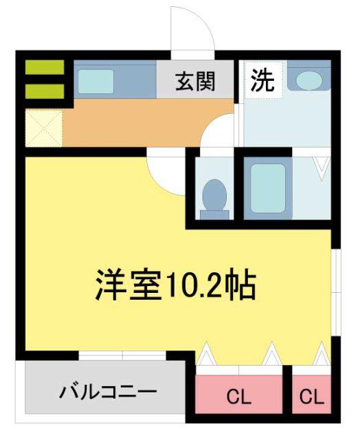 フジパレス甲東園II番館(1K/2階)の間取り写真