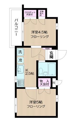 日神パレス東日暮里第二(2K/1階)の間取り写真