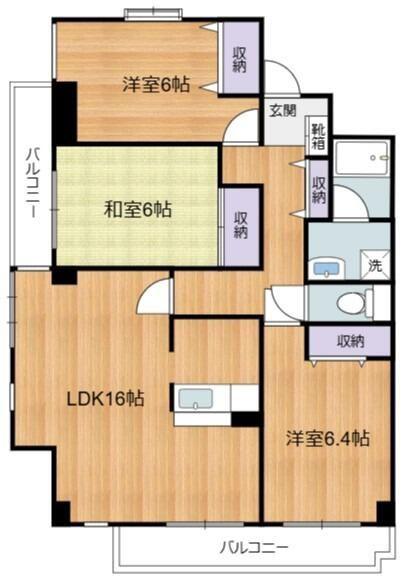 エクシール中野島(3LDK/4階)の間取り写真