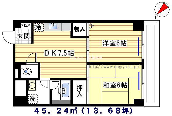 プリンス小石川(2DK/3階)の間取り写真