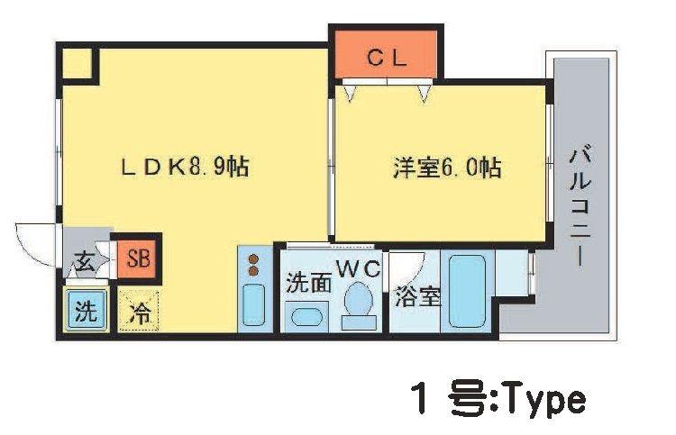 サクセス天神橋フロント(1LDK/5階)の間取り写真