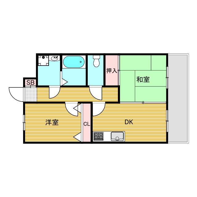 テラートI(2LDK/2階)の間取り写真