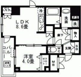 AXIA日本橋茅場町(1LDK/2階)の間取り写真