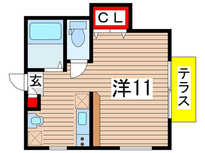 グランニール(ワンルーム/1階)の間取り写真