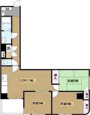 グランディール鶴見(2LDK/2階)の間取り写真