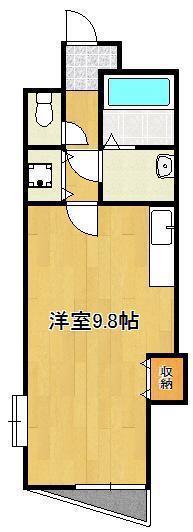 ギャラン小文字(ワンルーム/9階)の間取り写真