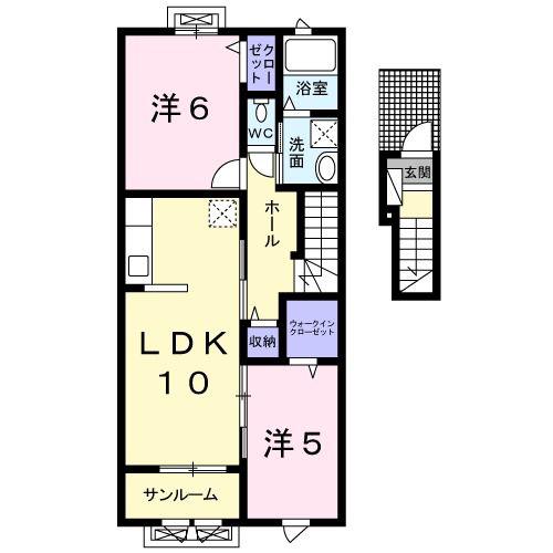グラン ミラージュ(2LDK/2階)の間取り写真