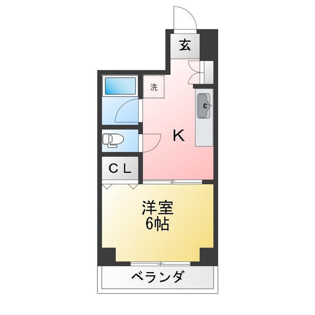 第2小高ビル(1K/4階)の間取り写真