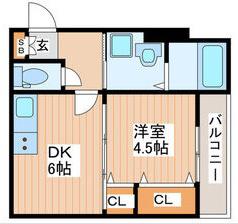 イリスコート今福南(1DK/2階)の間取り写真