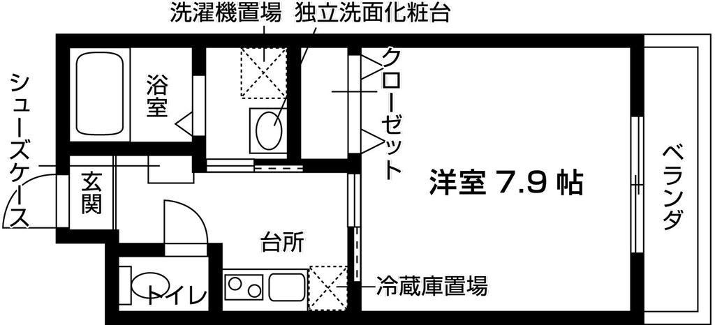 アンソレイユ大東(1K/1階)の間取り写真