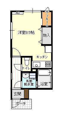 アバンティ磯部(ワンルーム/1階)の間取り写真